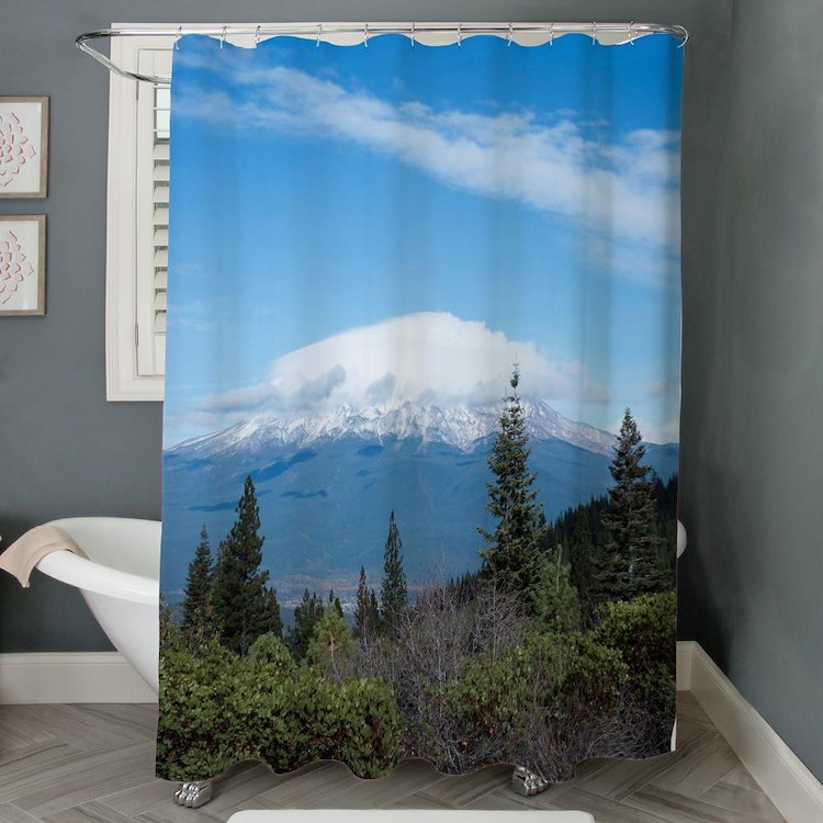 Mount Shasta View Shower Curtain2